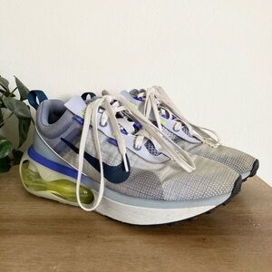 Nike Men's Sneakers White Gray Navy with Lime Air Cushion